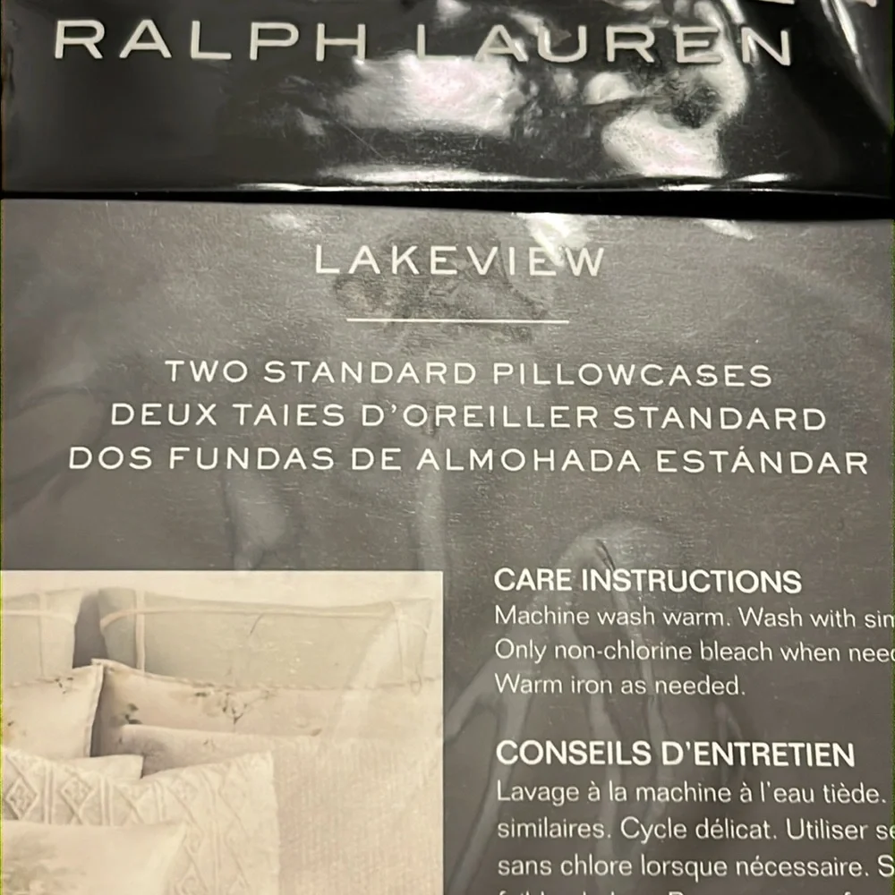Ralph Lauren Lakeview Lattice Standard Pillowcase X 2 cream tan new 20x32”